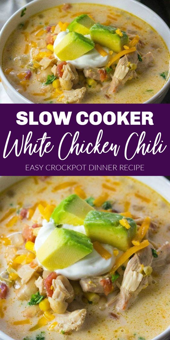 Slow Cooker White Chicken Chili - Pinch oof Yum
