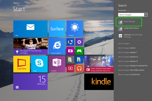 Cara mencari device manager pada Windows 8