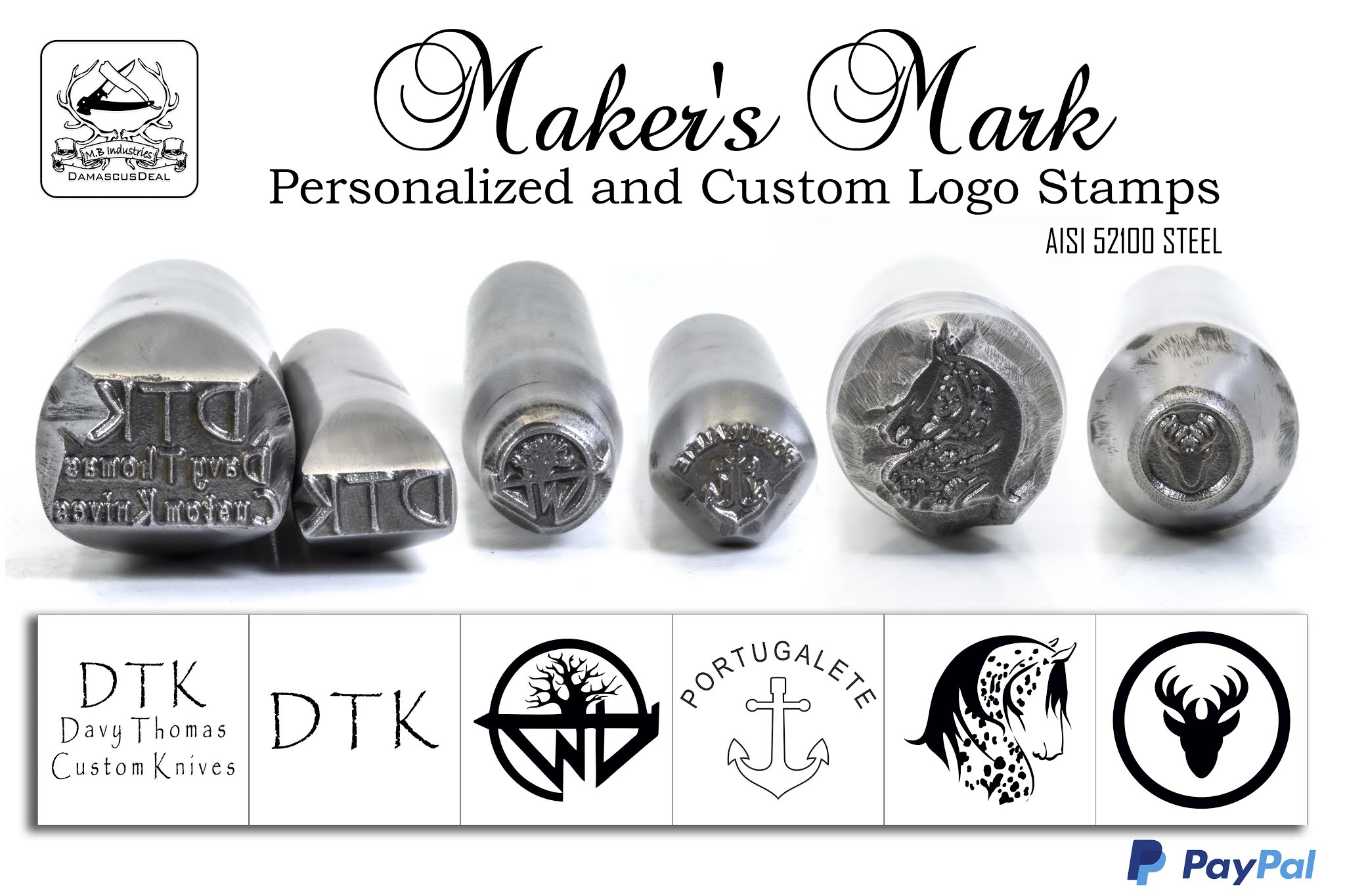 Damascus Deal Maker's Marks and Personalized Steel Stamps