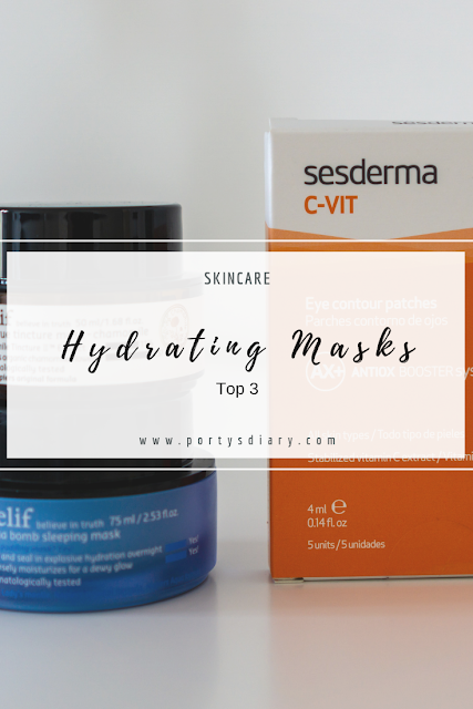 Sesderma C-Vit eye patches, Belif Aqua bomb sleeping mask and The true tincture mask - chamomile