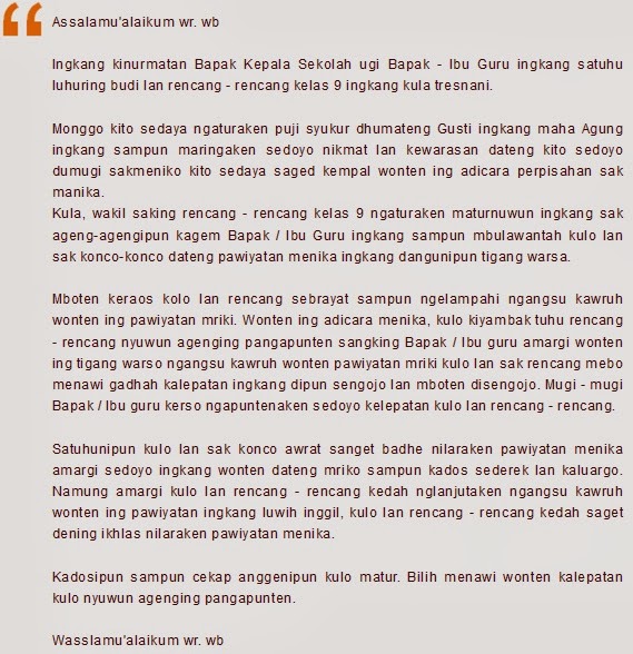 Contoh Pidato Bhs Jawa Perpisahan