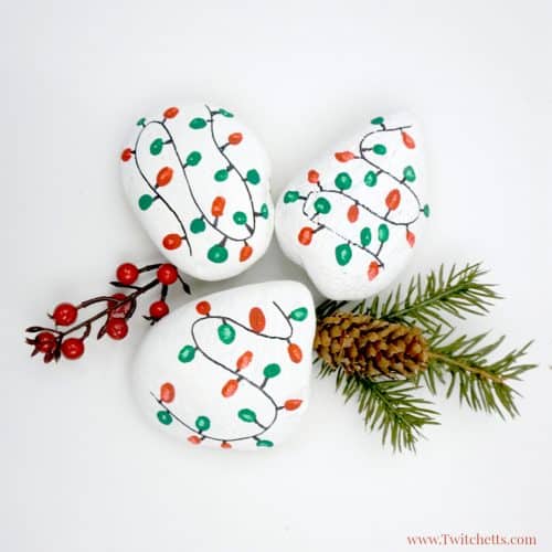 Christmas lights painted rock with this tutorial