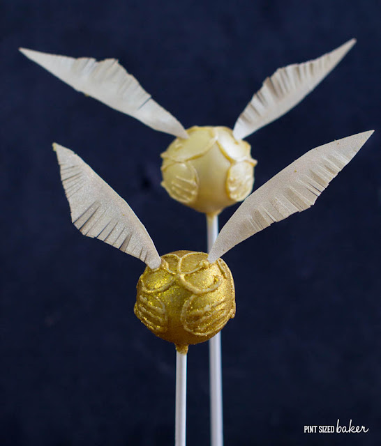 Get the full tutorial to make these fun Golden Snitch Cake Pops! The kids are going to love them!