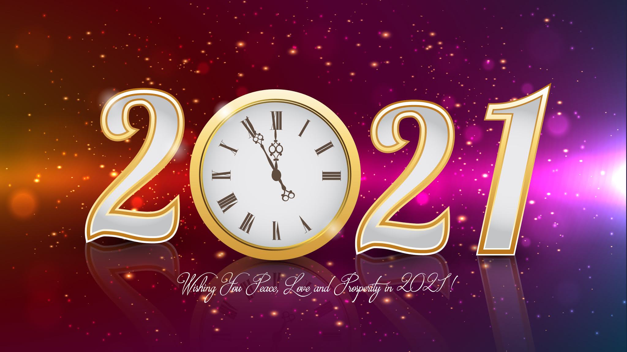 2021 Happy New Year Clock Background