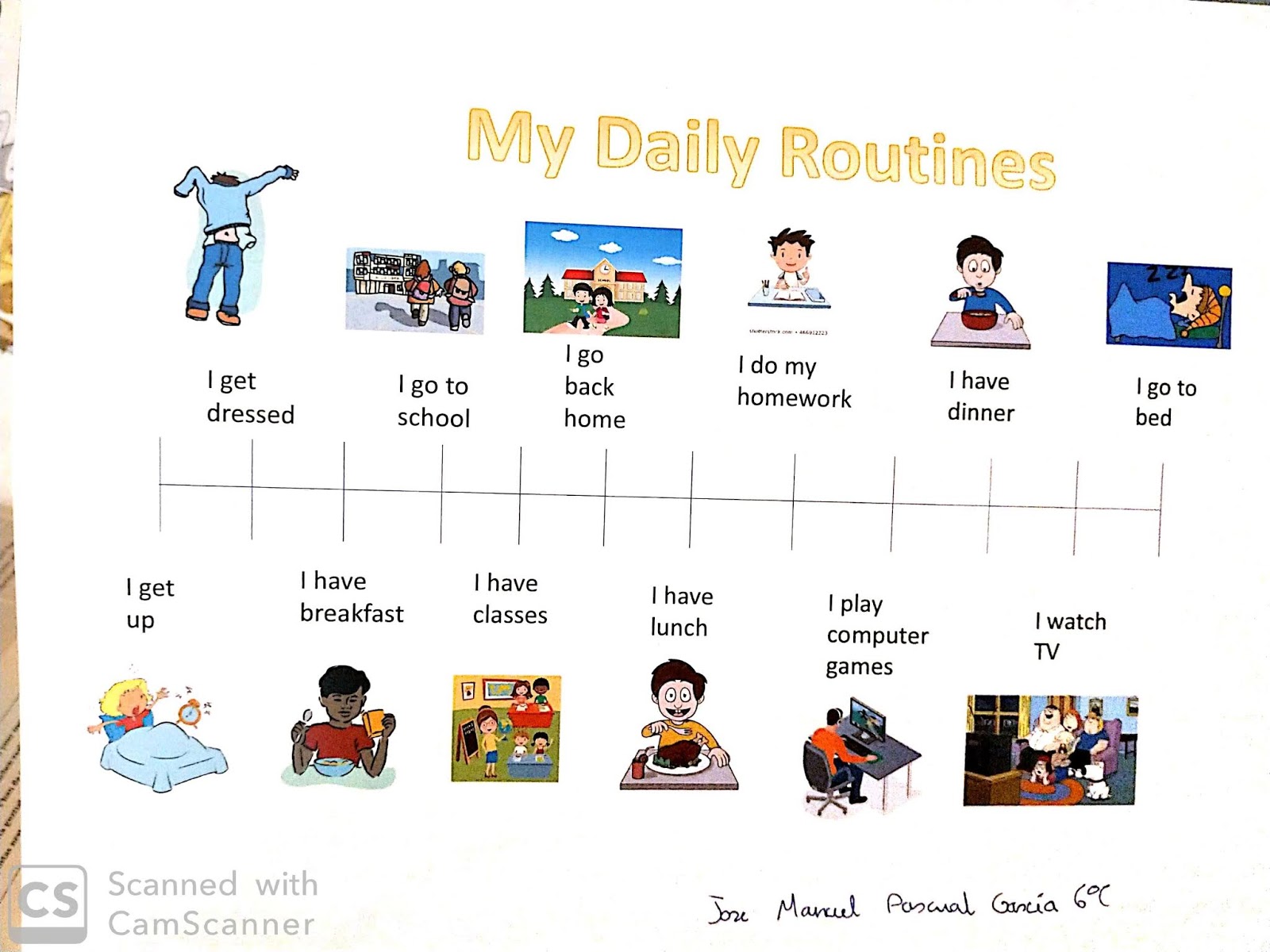 Read About Amy S Morning Routine In Your Notebook Pop into the English bubble: CHALLENGE. TIMELINE ABOUT YOUR DAILY ROUTINE