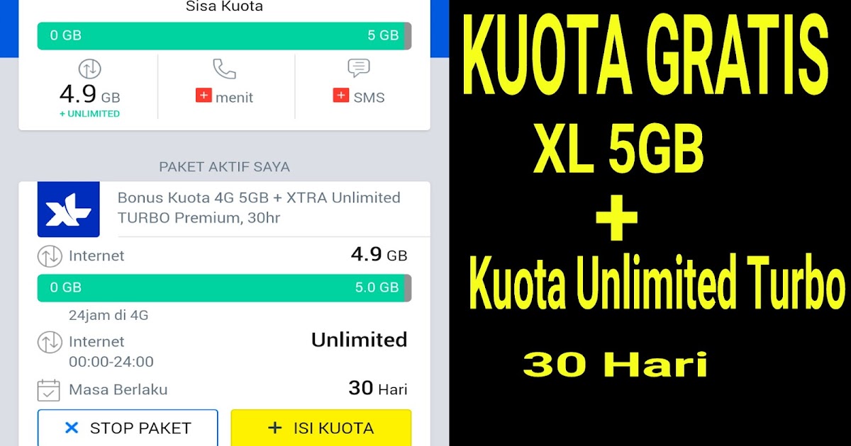 Kuota Xl Gratis 5gb Xtra Unlimited Turbo 30 Hari Segera Aktifkan Klikinfo