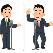 アクリル板越しの漫才のイラスト