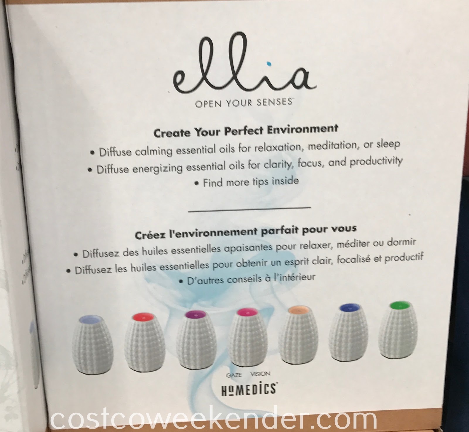 HoMedics Ellia Gaze Diffuser Costco Weekender