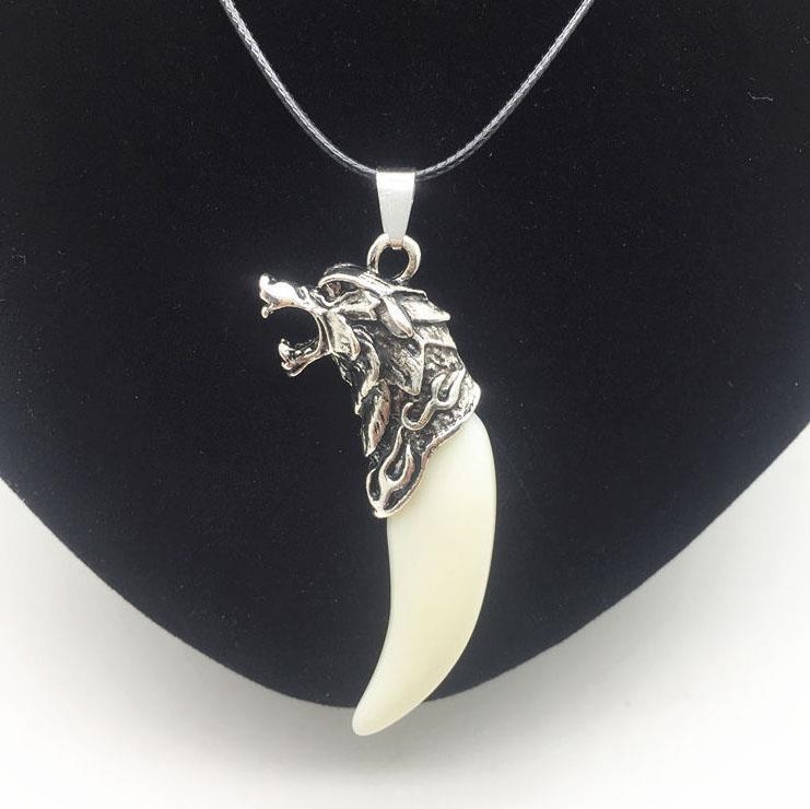 Collana Con Lupo Di Ossidiana Nera Collana Con Ciondolo Testa Di Lupo