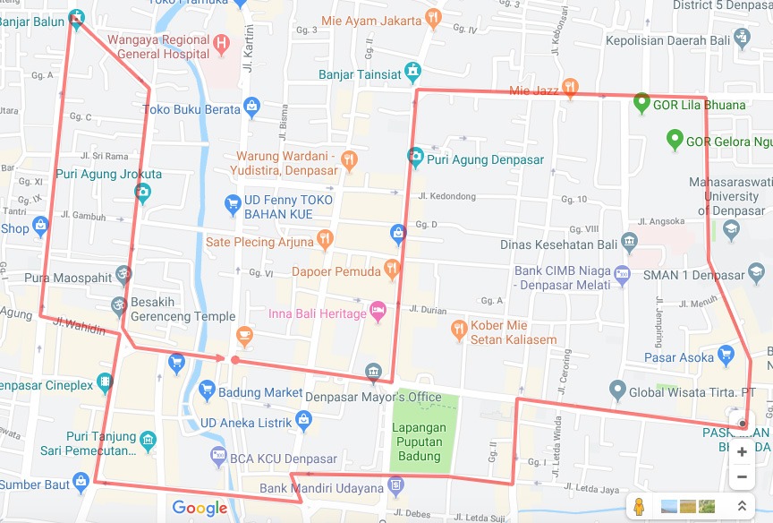 Night Fun Run - Hipmi Bali โข 2019 Map Night Fun Run - Hipmi Bali โข 2019