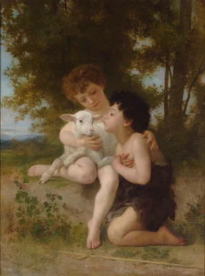 Les Enfants à L'Agneau painting William Adolphe Bouguereau