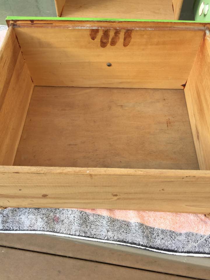 Creepy hand print on drawer interior. Creepy hand print on drawer interior.