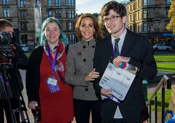 Princess Marie is wearing her Giorgio Armani beige wool button front fashion jacket at the Scottish Autism 50th Anniversary Conference in Glasgow