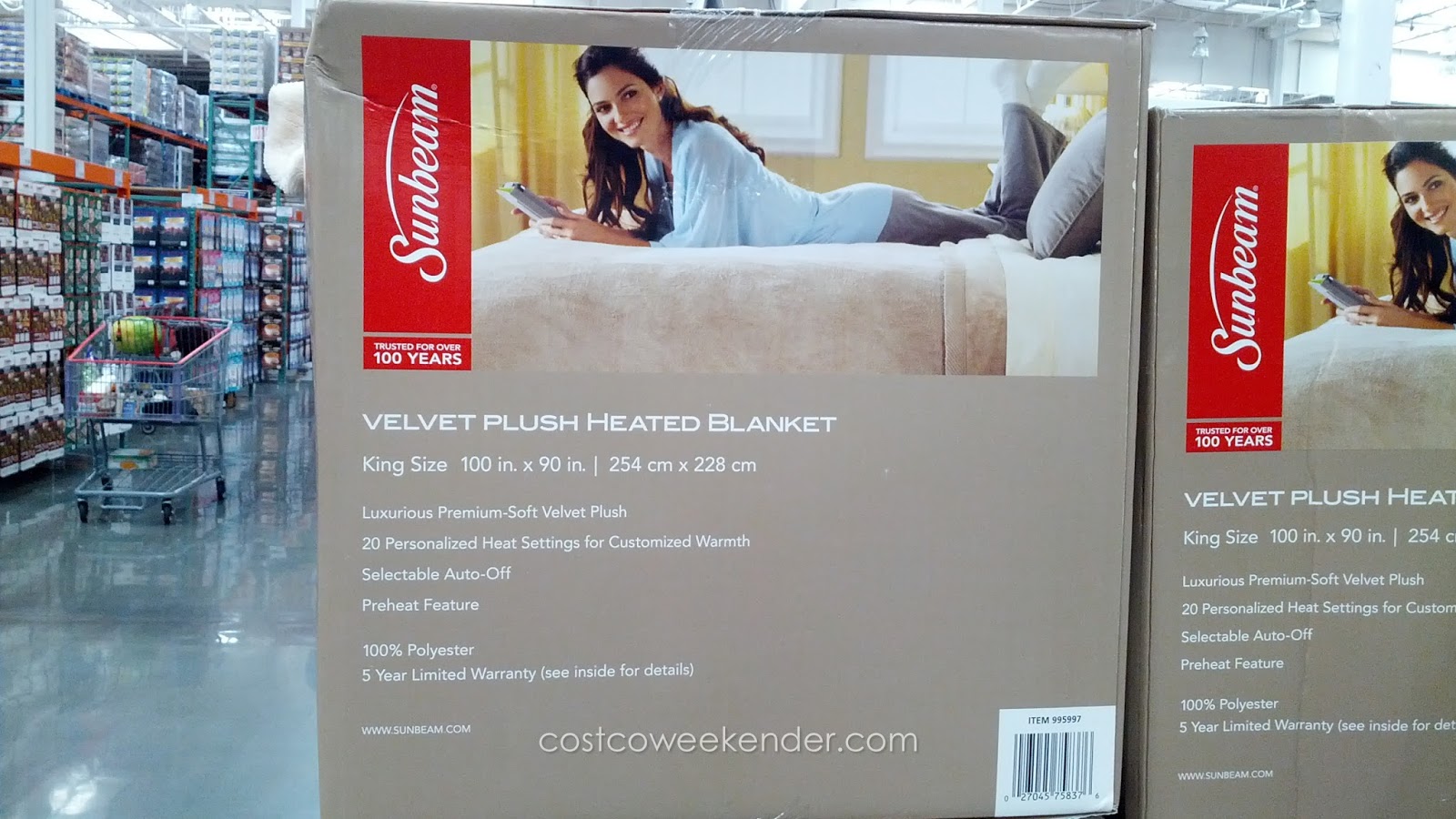 Sunbeam Velvet Plush Heated Blanket (king size) Costco