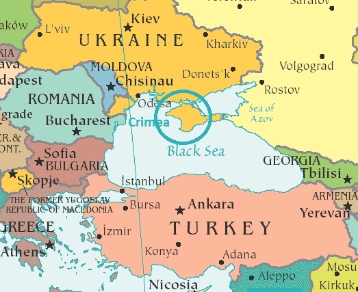 KIRIM harita. Ukrayna ve Rusya ve KIRIM