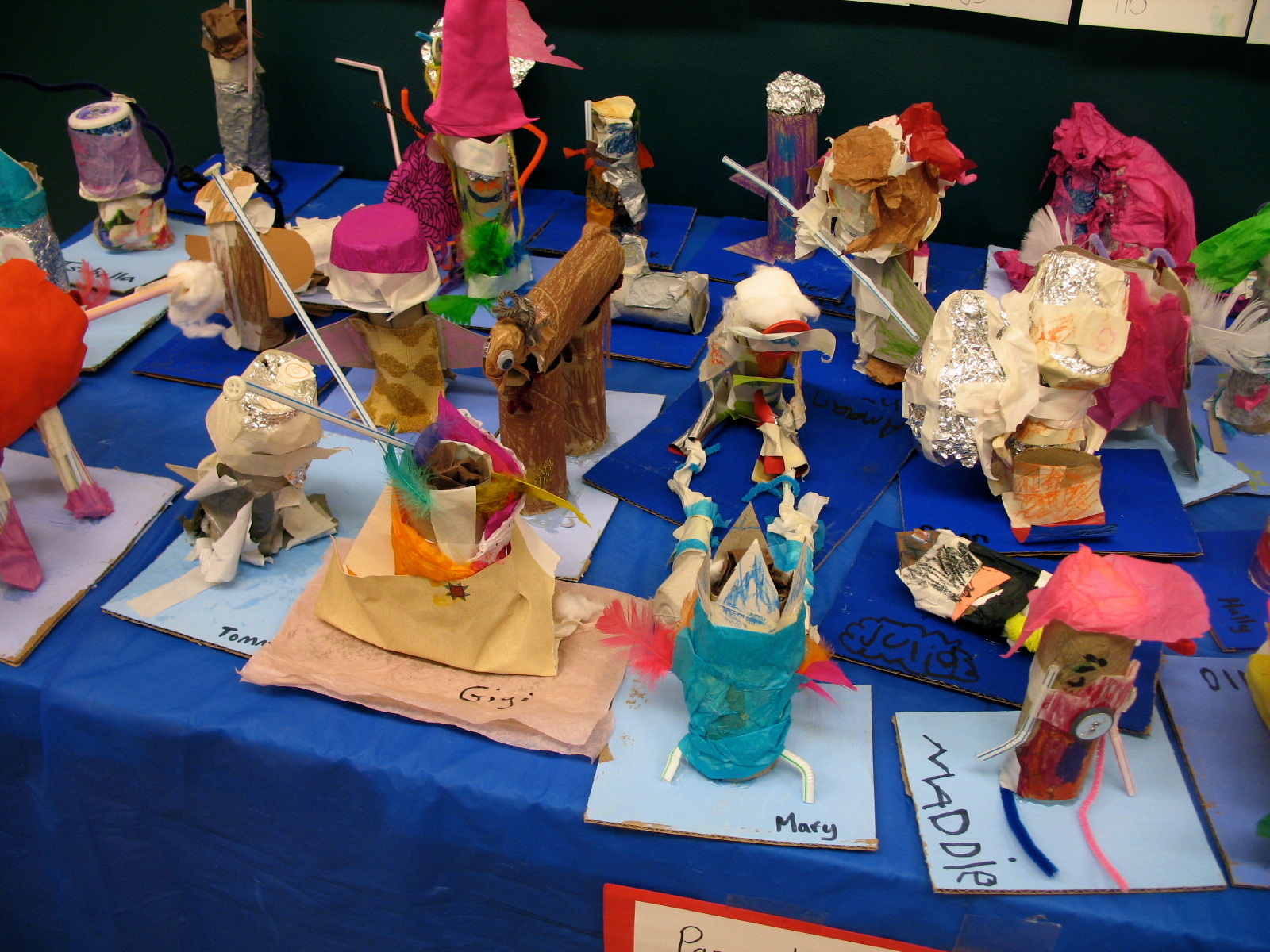 Coonley Art Studio Sculptures from recycled materials
