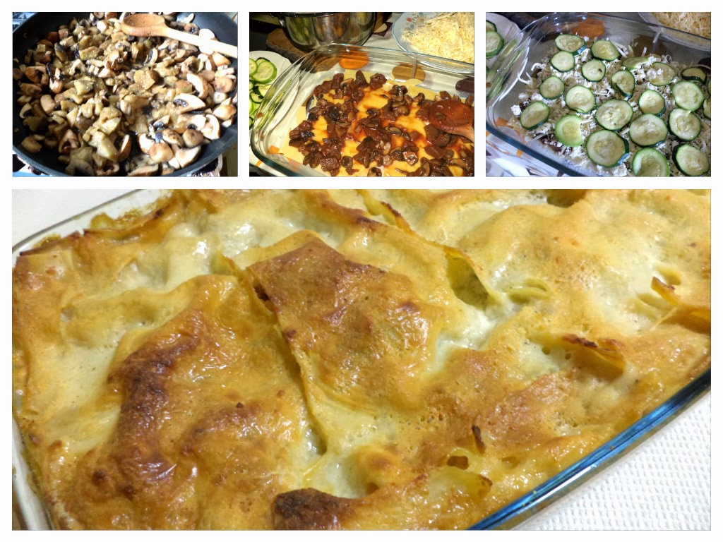 Lasagna cu ciuperci, zucchini și vinete