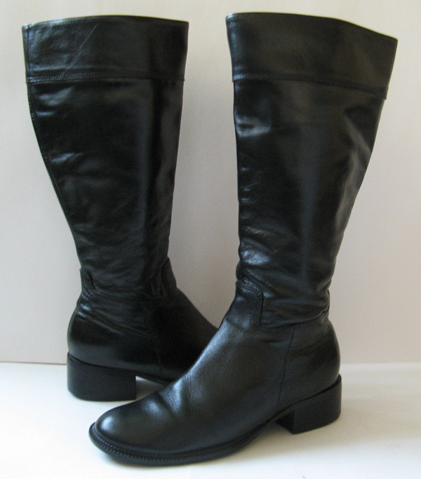 TALL BLACK LEATHER VINTAGE RIDING BOOTS WOMENS SIZE 7 CHLOE