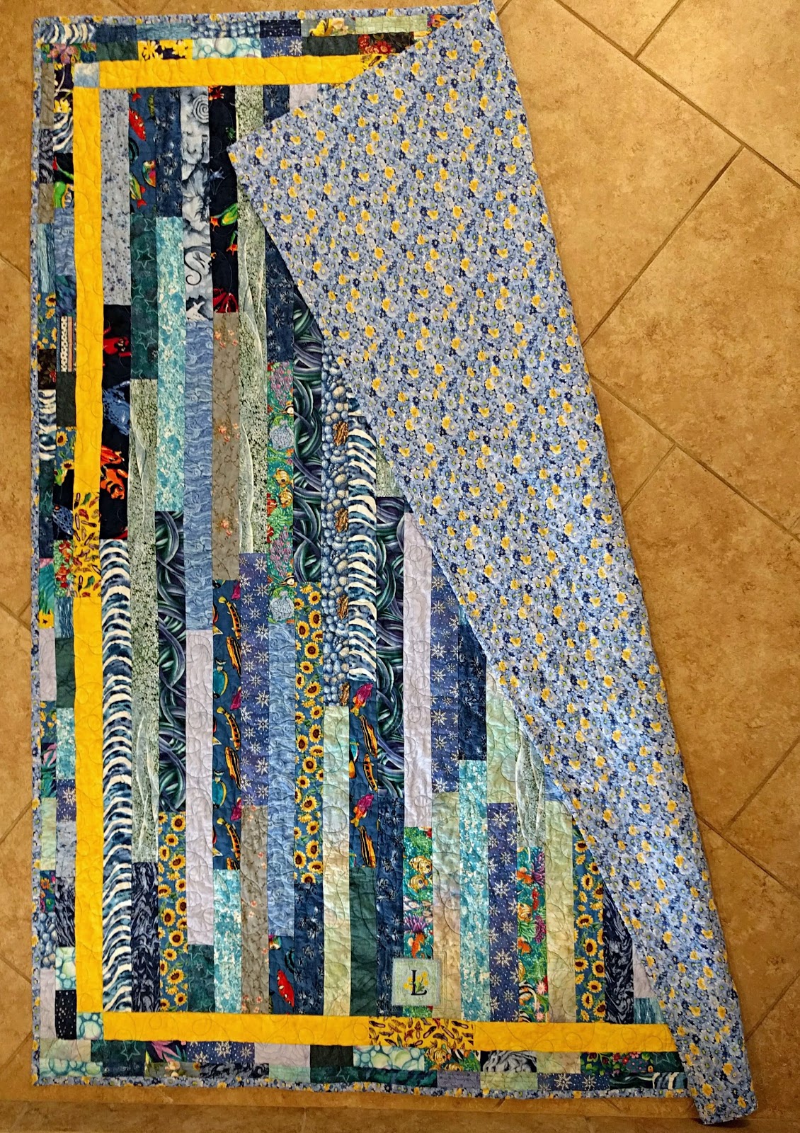 Blue Strip Couch Quilt