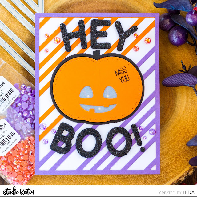 Halloween, Light Up, EZ-Light Pack, Interactive Card, miss you, pumpkin,Studio Katia,Chunky Alphabet, Card Making, Stamping, Die Cutting, handmade card, ilovedoingallthingscrafty, Stamps, how to, card