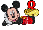 Alfabeto tintineante de Mickey Mouse recostado Q. 