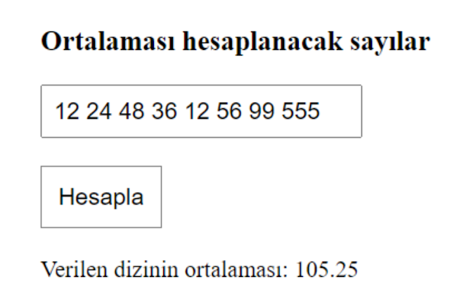 JAVASCRİPT İLE SINIRSIZ SAYI İÇİN ORTALAMA HESAPLAYICI NASIL YAPILIR JAVASCRİPT İLE SINIRSIZ SAYI İÇİN ORTALAMA HESAPLAYICI NASIL YAPILIR