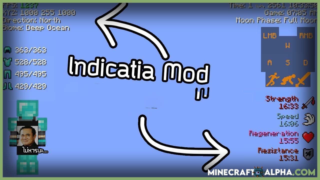 Minecraft Indicatia Mod 1.17.1 (Simple In-game Info and Utility)