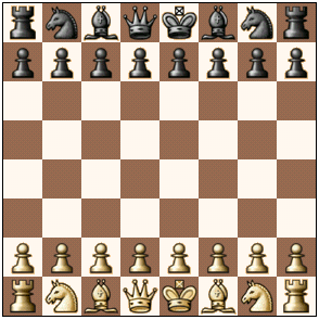 Tabuleiro de xadrez com primeiros movimentos de xadrez e damas