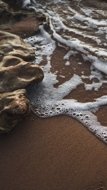 Wallpaper Beach, Stones, Foam, Sea, Surfing