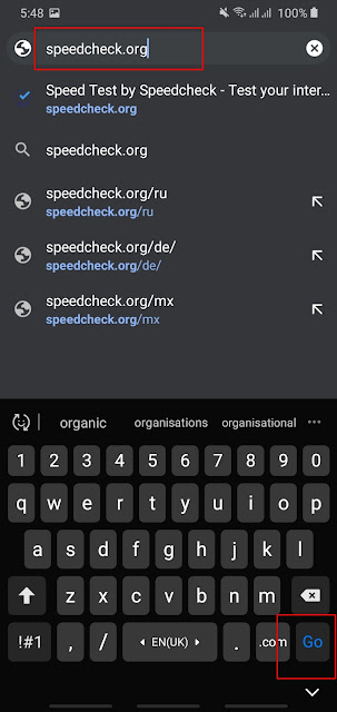 open speed test website on mobile