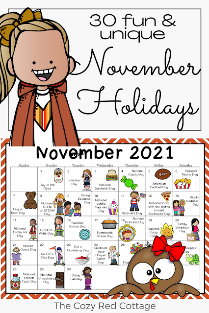 The Cozy Red Cottage November Holiday Calendar