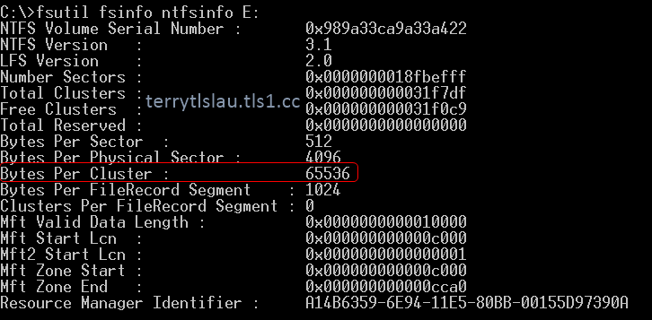 Terry L u s Blog Check Allocation Unit Size Of Formatted NTFS Volume