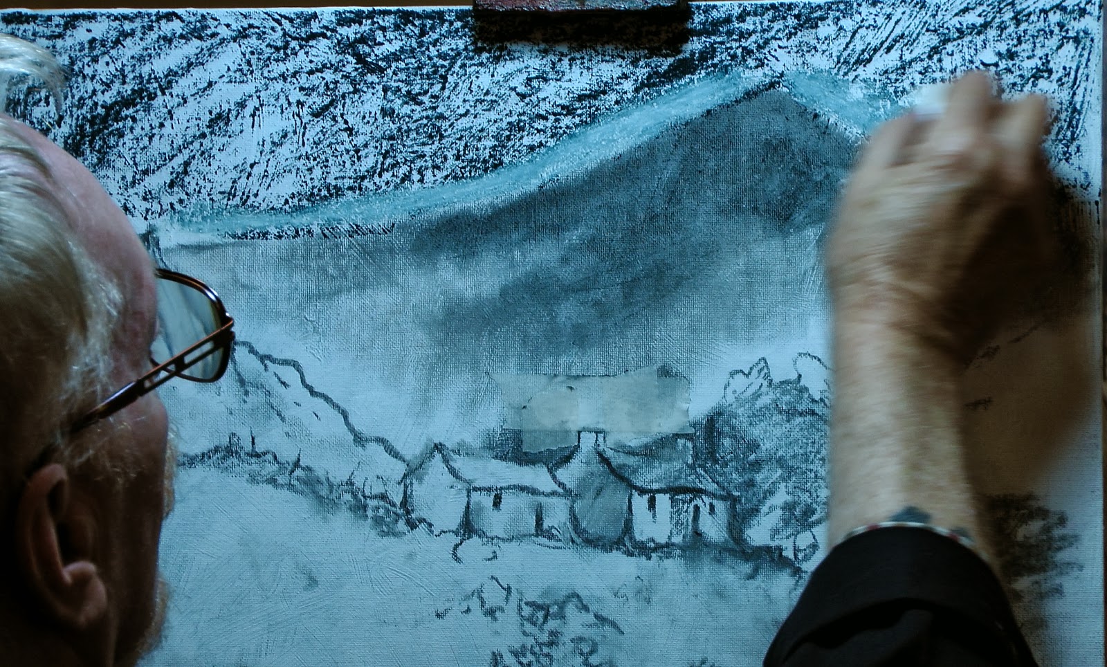 Ledbury Art Society Jon Davis landcape in pastel and acrylic