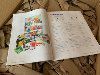 A look at the items included in the 1st Grade Elite Curriculum Kit in Timberdoodle's catalog.