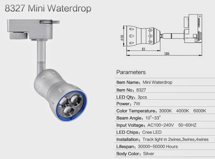 Interior Lighting Fixture 8327 4w cree led track spotlight for art