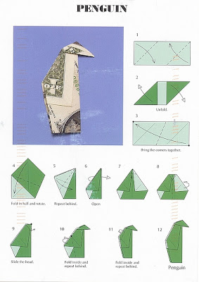 ein kleiner Pinguin Origami von John Montroll