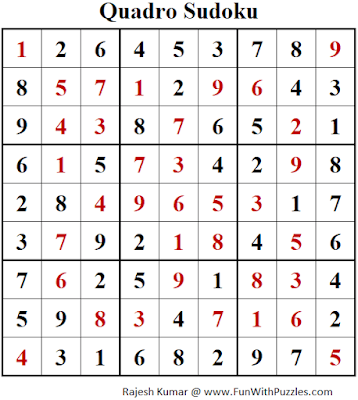 Answer of Quadro Sudoku Puzzles (Fun With Sudoku #395)