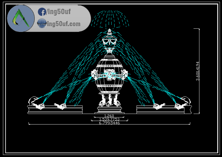 Water Fountain Cad Block