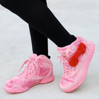 Hello Kitty pink plush Sneakers with red bow