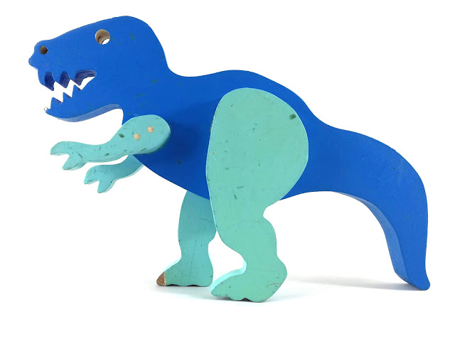 Handmade Wooden Toy Dinosaurs T-Rex Tyrannosaurus Rex Blue