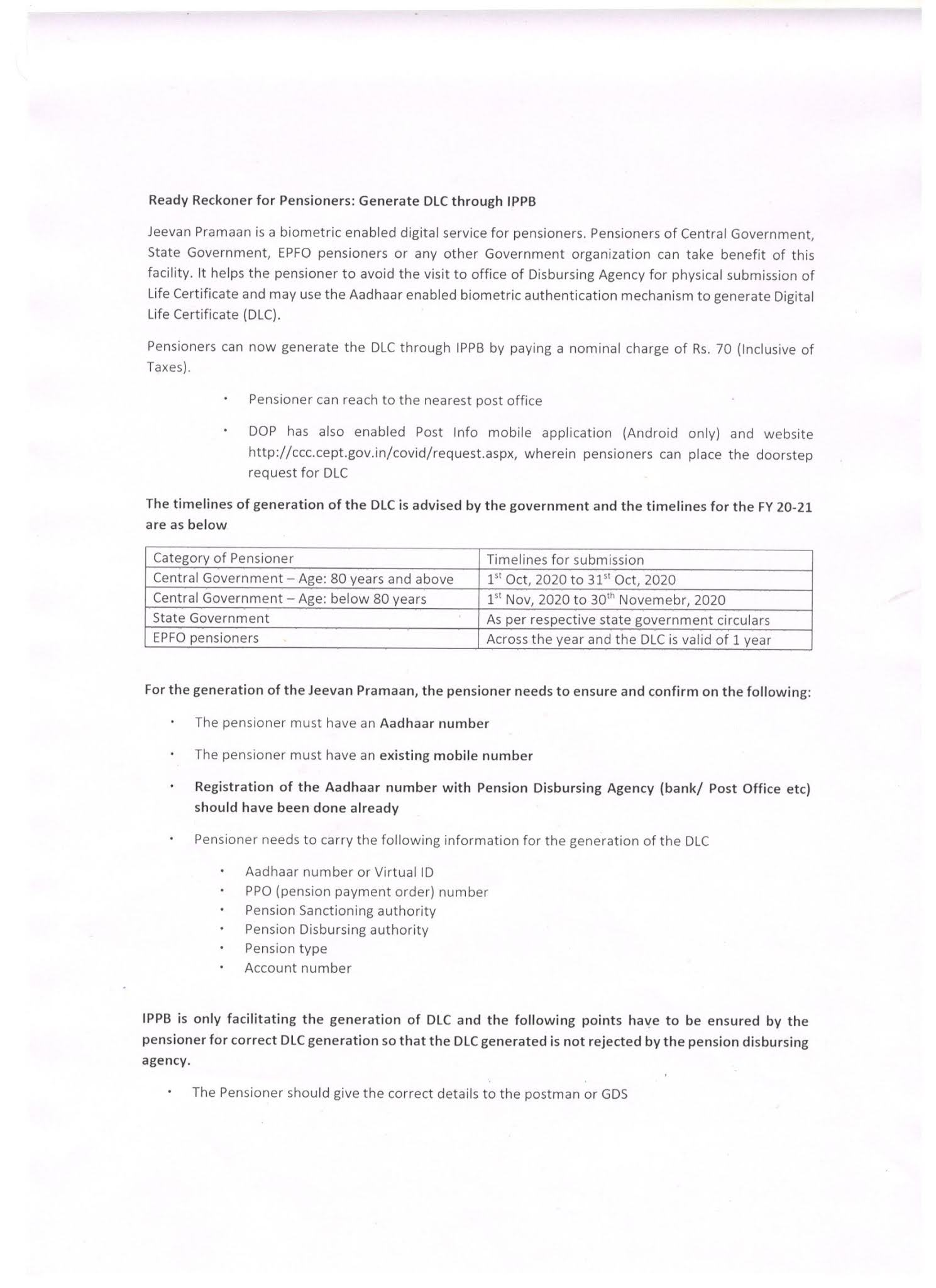 RURAL POSTAL EMPLOYEES Jeevan Pramaan Certificate / Digital Life