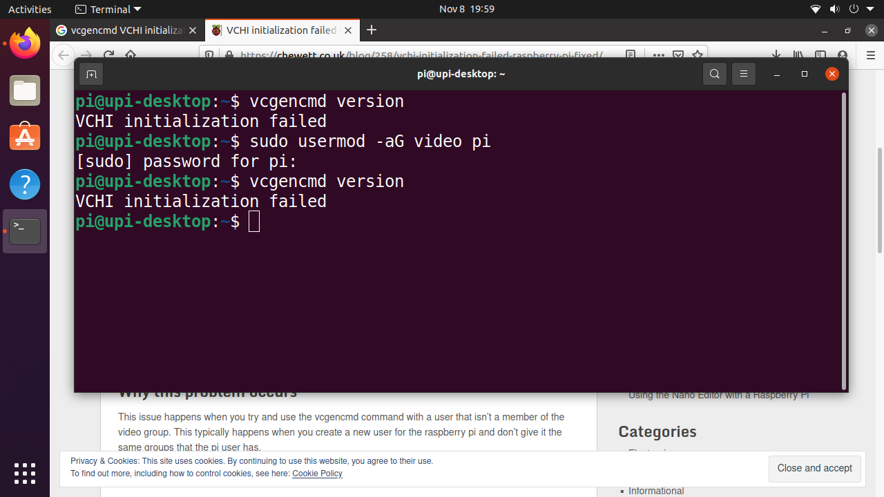 Hello Raspberry Pi: Run vcgencmd on Ubuntu for Raspberry Pi, fix "VCHI ...