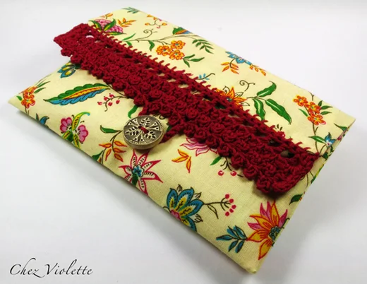 Floral bag clutch purse edging Lace crochet by Chez Violette