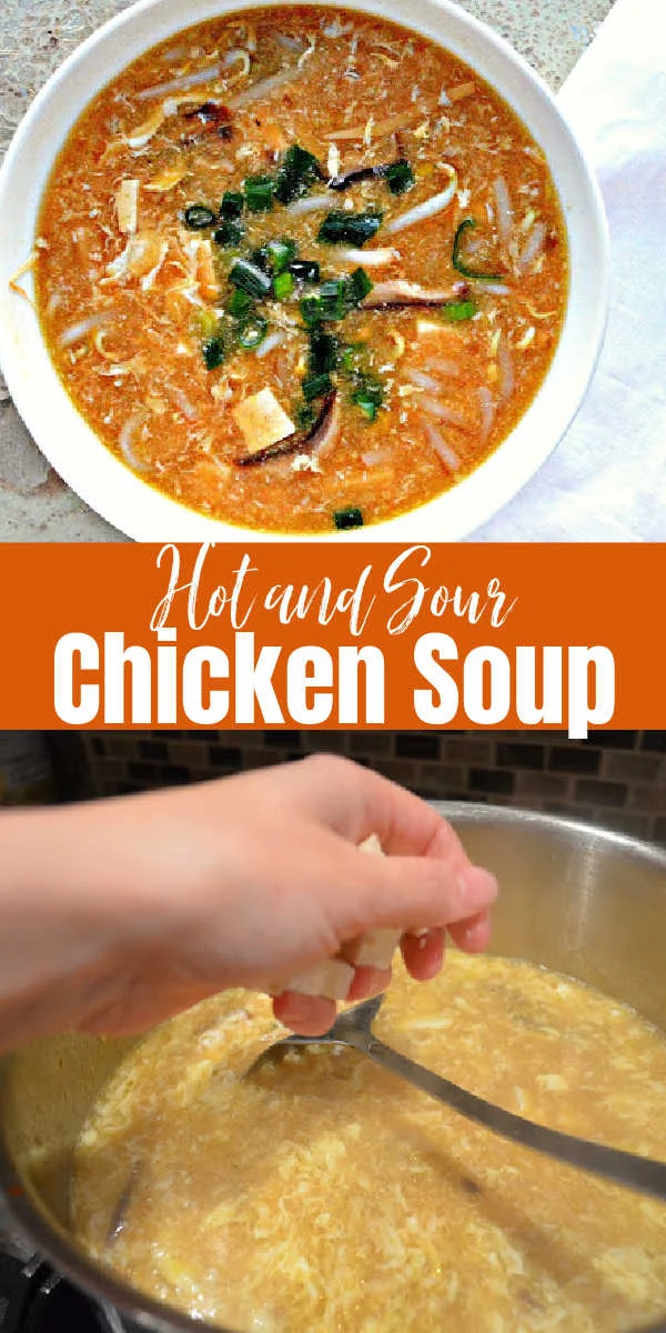 Easy Hot and Sour Chicken Soup is absolutely delicious and a meal in it's own! Faster than takeout from Serena Bakes Simply From Scratch.