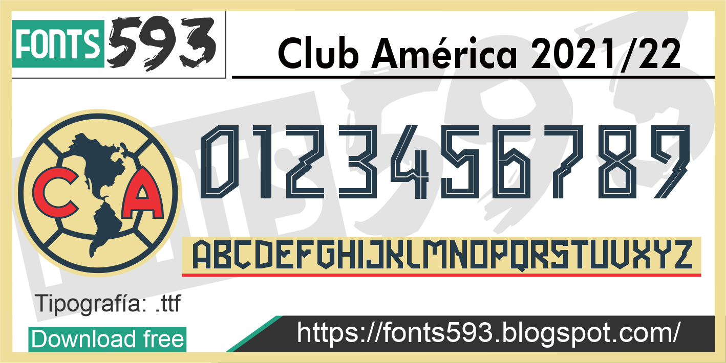 Tipografía Club América 2021-22 Free Dowbload