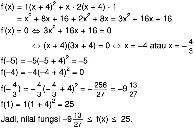 f(x) = x(x + 4)2 dalam interval –5 ≤ x ≤ 1 - Mas Dayat