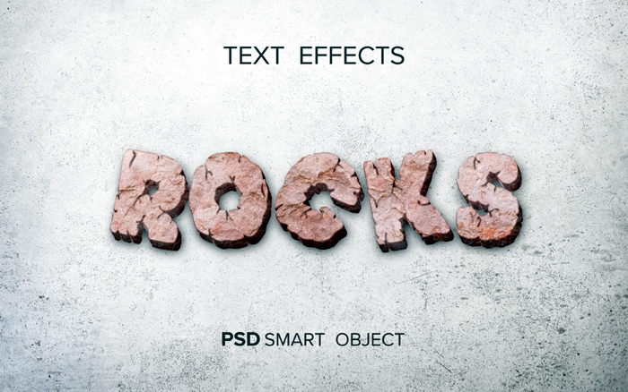 Text Effect Stylized Rocks Mockup Psd Template