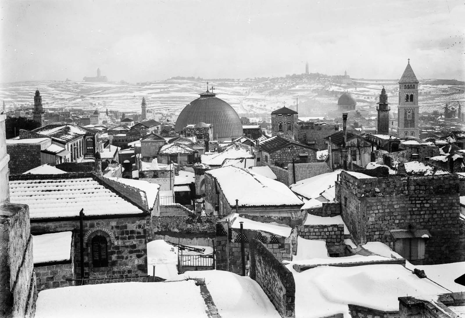 Jerusalem in snow, 1921