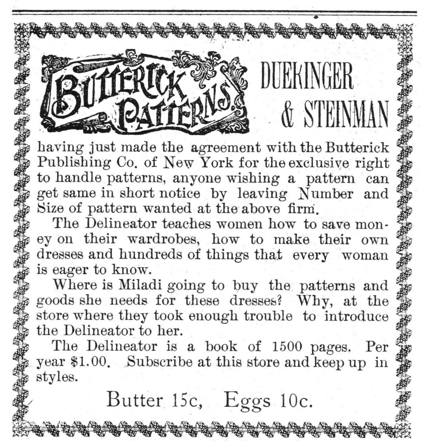 Dueringer & Steinman 1901 Ad