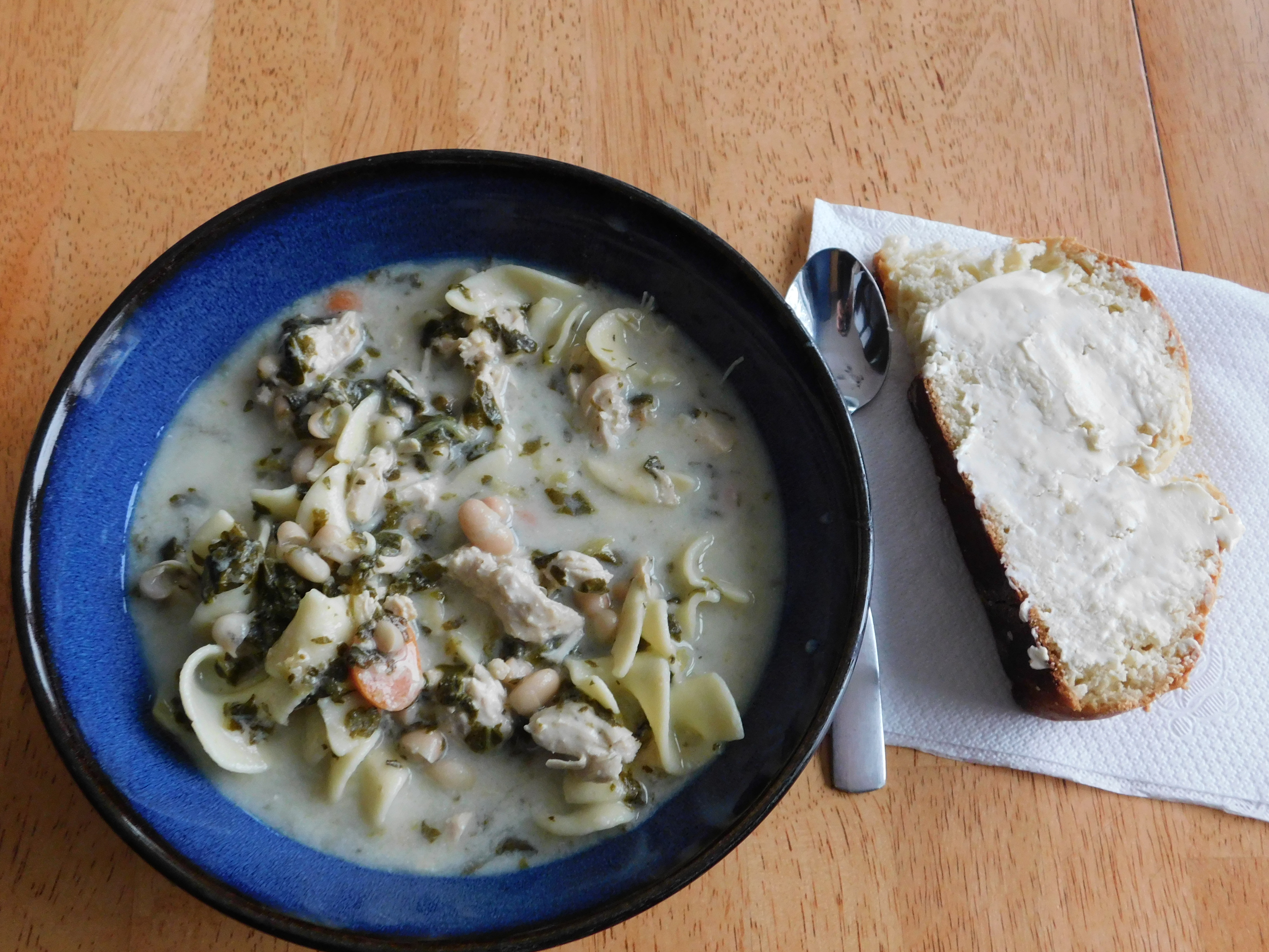 Creamy Pesto Chicken Noodle Soup